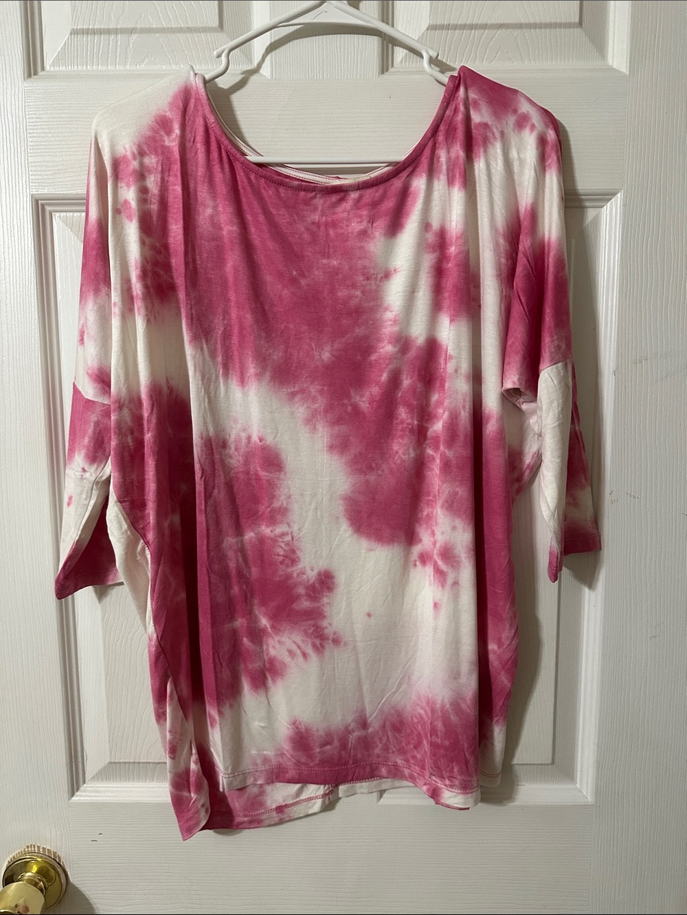 Hayden Pink and White Tie-Dye Scoop Neck Tunic